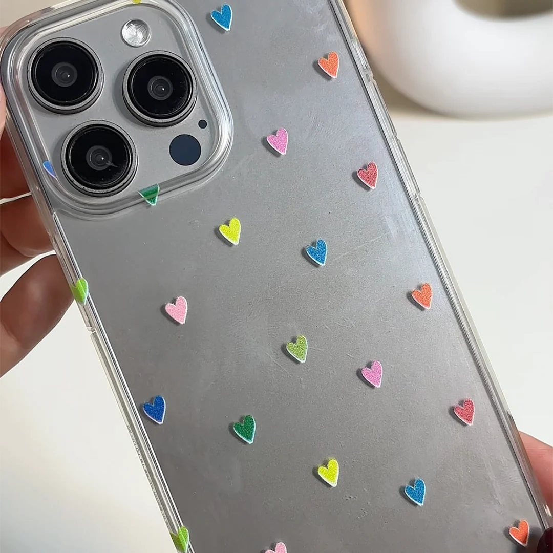 Colorful Mini Hearts Clear Acrylic Case - Image 2