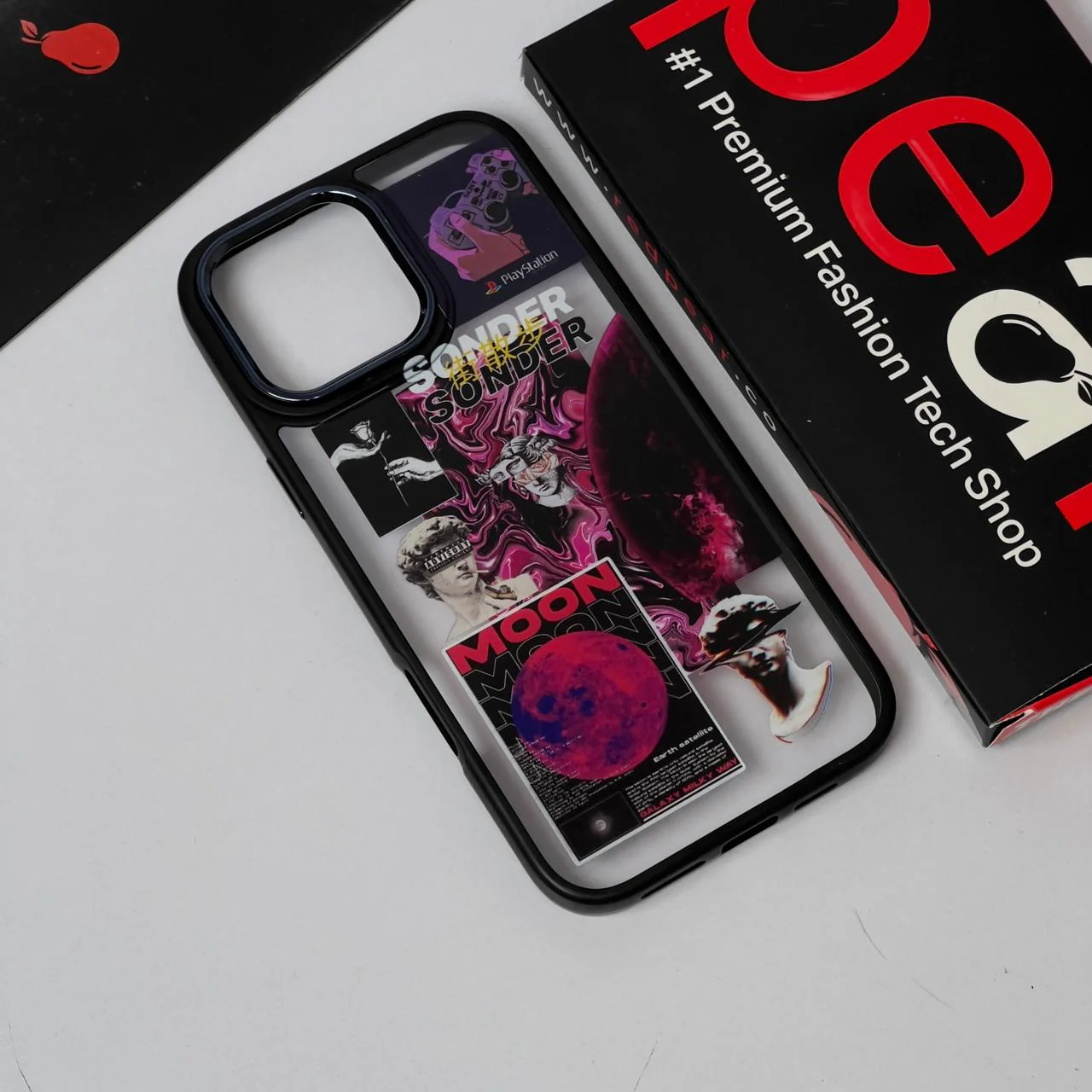 iPhone 16 Pro Max Red Moon Black Border Acrylic Case (RPS)
